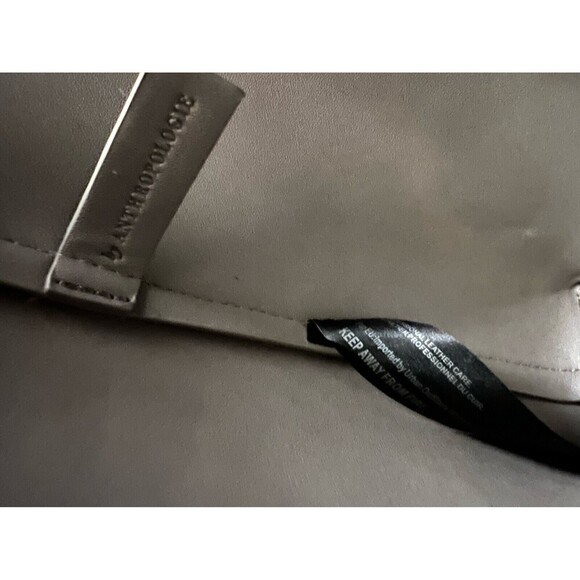 Anthropologie Taupe Gray bracelet Satchel Crossbody Leather Tassel Solid Neutral - Picture 10 of 10